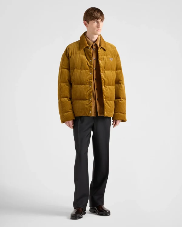 Outerwear*Prada Cropped corduroy down jacket Barley