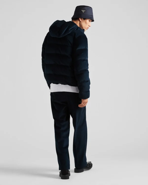 Outerwear*Prada Cropped corduroy down jacket Blue