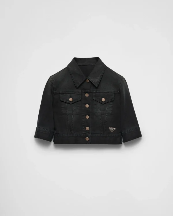 Denim*Prada Cropped denim blouson jacket Black