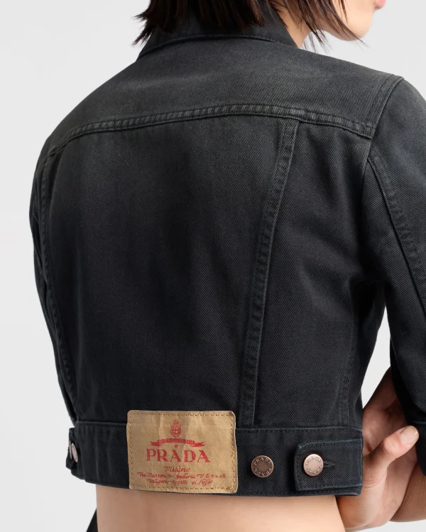 Denim*Prada Cropped denim blouson jacket Black