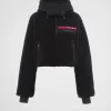 Women's Collection*Prada Cropped fleece and recycled technical fabric sweatshirt Black/black