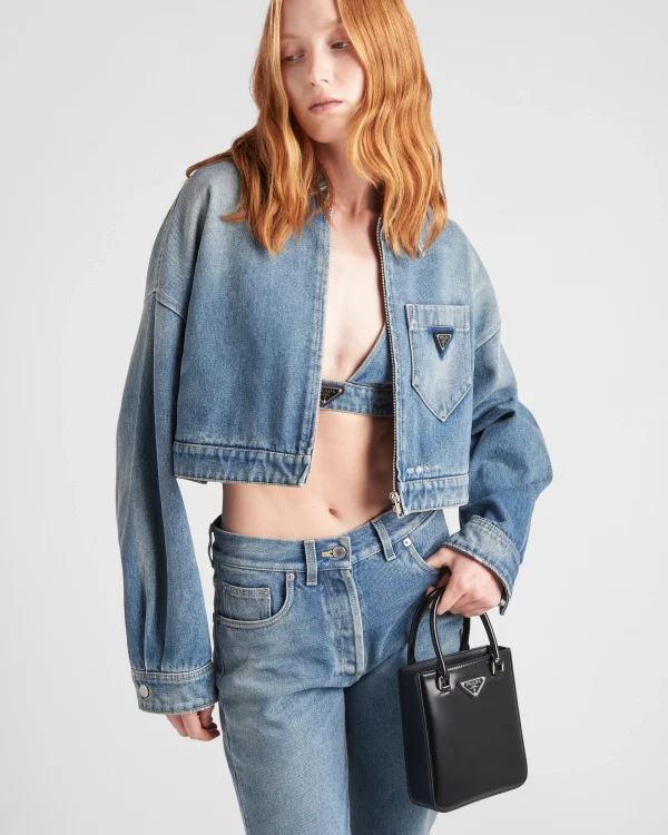 Denim*Prada Cropped organic denim jacket Midblue