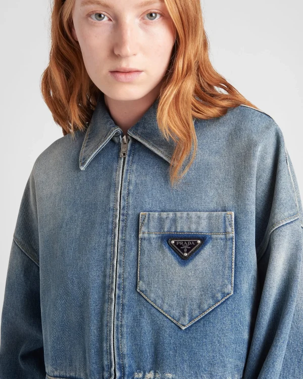 Denim*Prada Cropped organic denim jacket Midblue