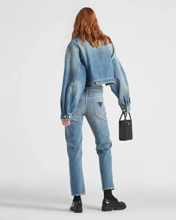 Denim*Prada Cropped organic denim jacket Midblue