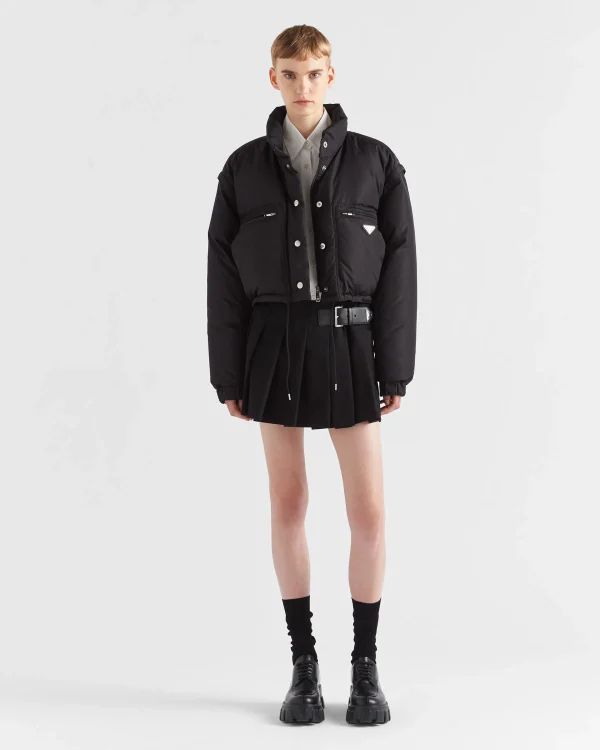 Outerwear*Prada Cropped Re-Nylon down jacket Black/blue