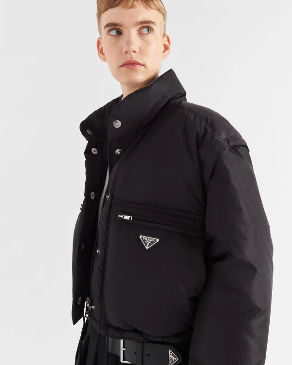 Outerwear*Prada Cropped Re-Nylon down jacket Black/blue