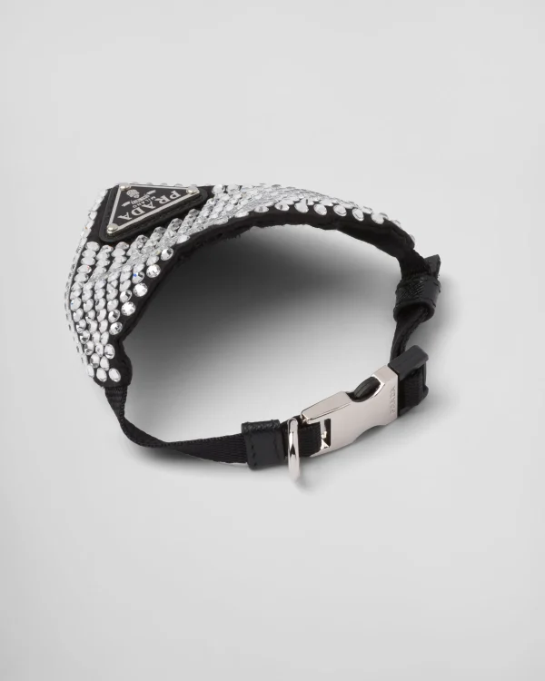 Pet Accessories*Prada -studded satin pet collar Crystal