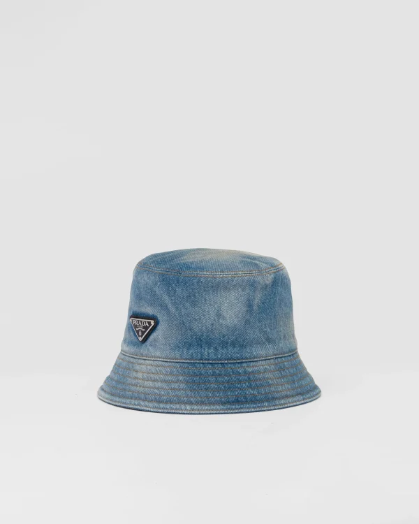 Hats And Gloves*Prada Denim bucket hat Lightblue