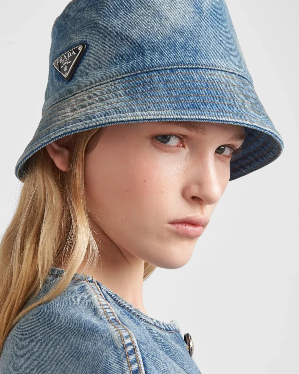 Hats And Gloves*Prada Denim bucket hat Lightblue