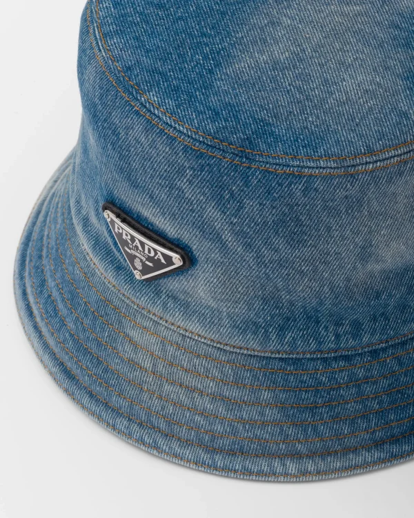 Hats And Gloves*Prada Denim bucket hat Lightblue