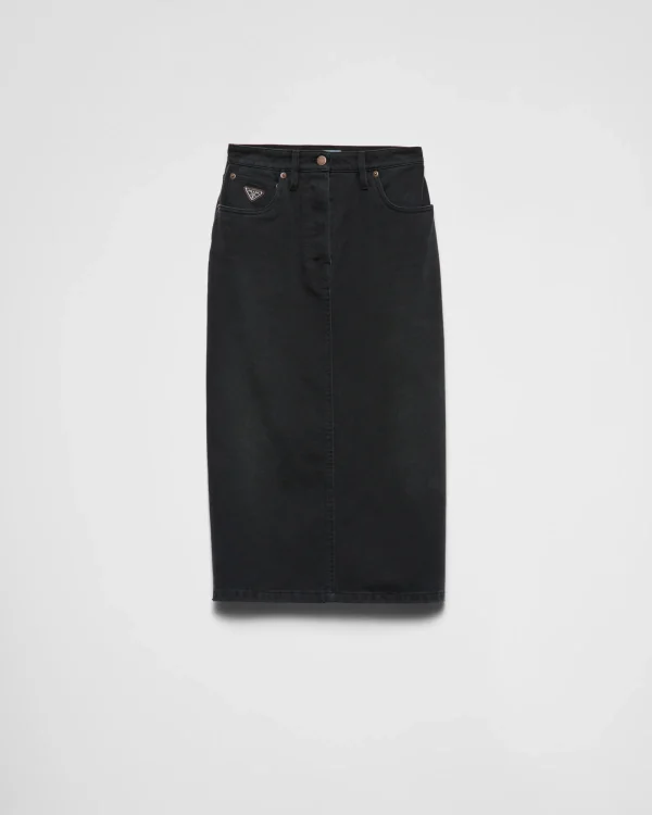 Denim*Prada Denim midi-skirt Black