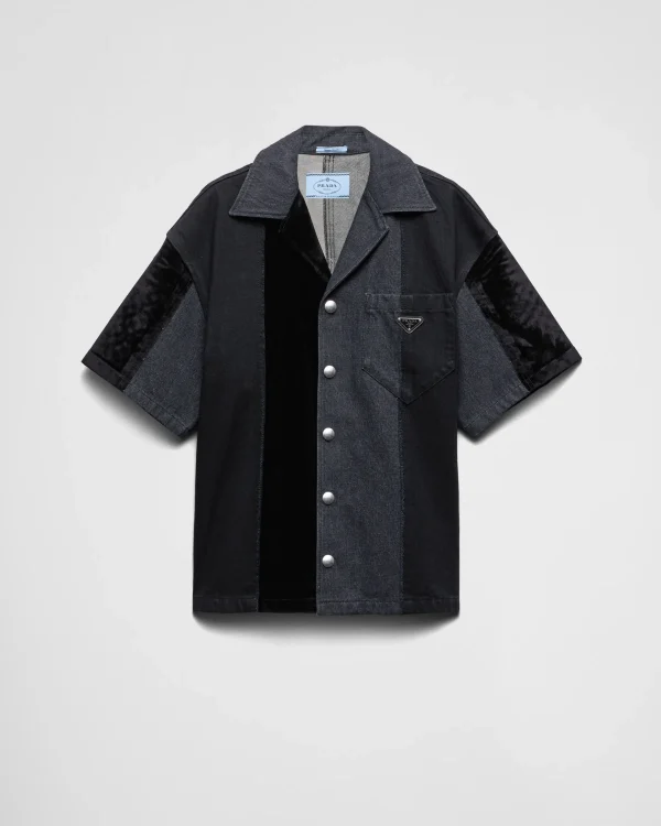 Denim*Prada Denim patchwork shirt Black