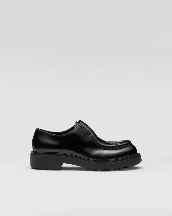 Lace-ups*Prada Diapason opaque brushed leather lace-up shoes Black