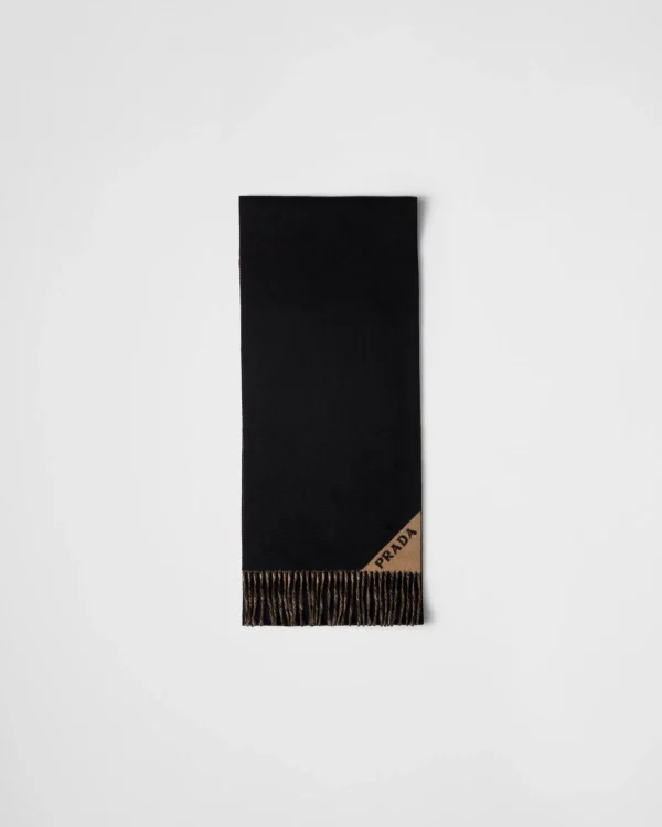 Silks And Scarves*Prada Double cashmere scarf Black/noisette