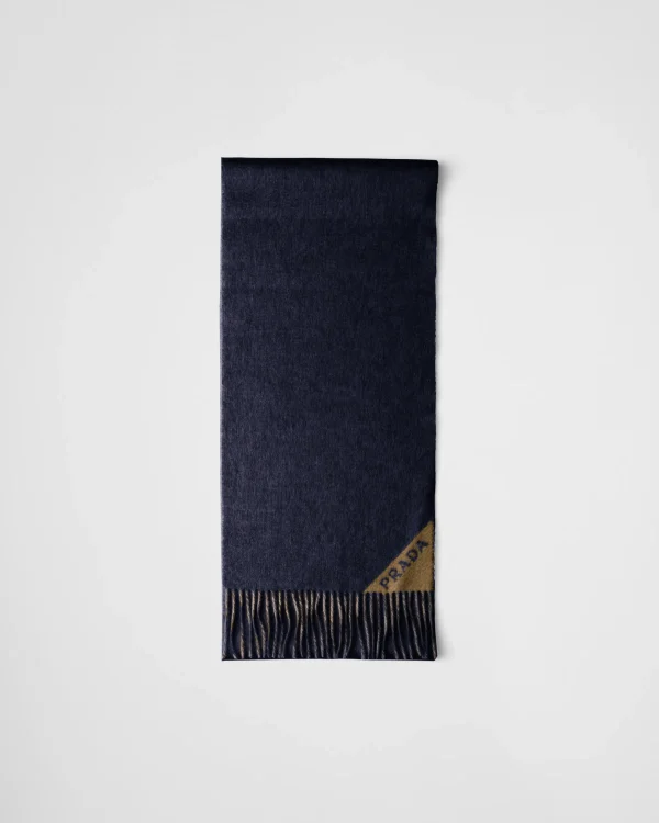 Silks And Scarves*Prada Double cashmere scarf Blue/camel