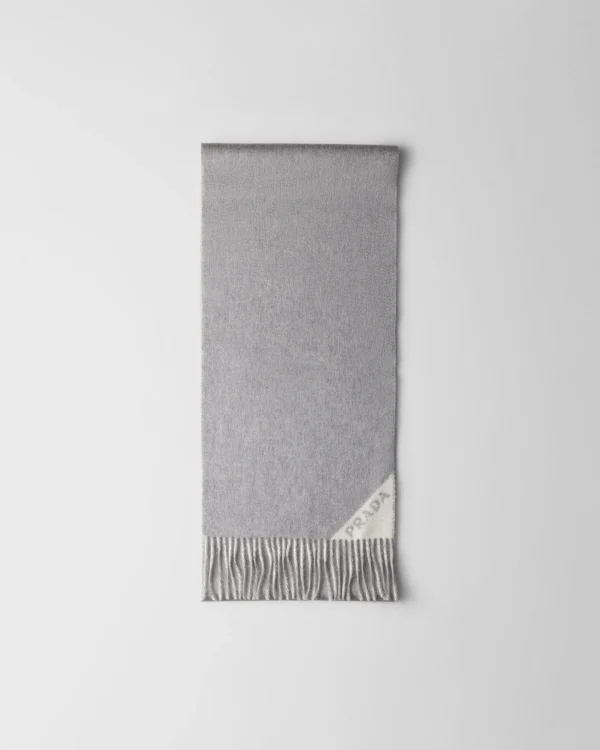 Silks And Scarves*Prada Double cashmere scarf Gray/chalkwhite