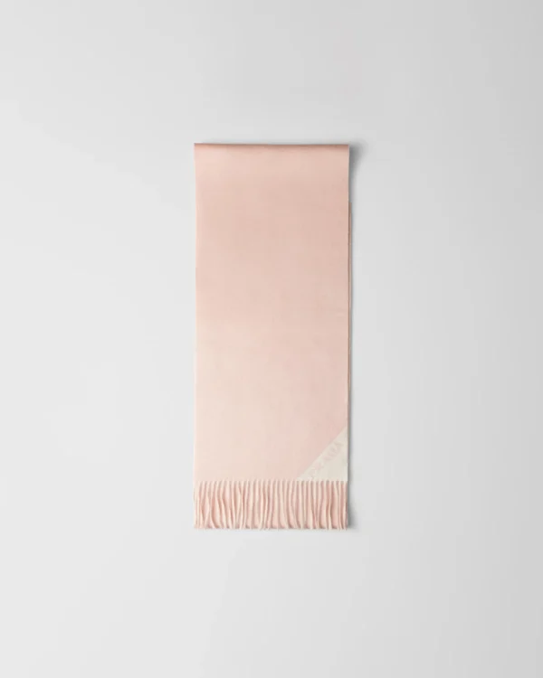 Silks And Scarves*Prada Double cashmere scarf Waterlily/chalkwhite