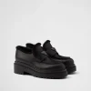 Loafers And Lace-ups*Prada Double Chocolate leather and shearling loafers Black