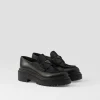 Loafers And Lace-ups*Prada Double Chocolate leather loafers Black