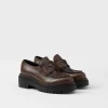 Loafers And Lace-ups*Prada Double Chocolate leather loafers Darkbrown