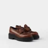 Loafers And Lace-ups*Prada Double Chocolate leather loafers Cognac