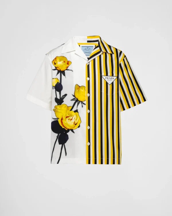 Shirts*Prada Double Match cotton shirt White/yellow