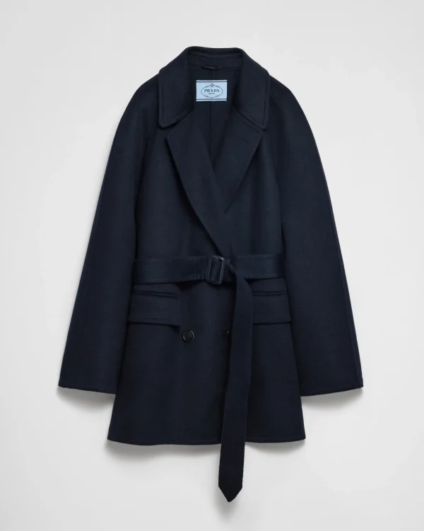 Jackets And Coats*Prada Double-breasted cashgora coat Navy