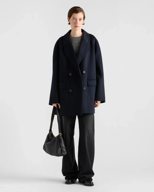 Jackets And Coats*Prada Double-breasted cashgora coat Navy