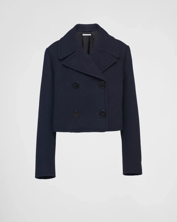 Jackets And Coats*Prada Double-breasted cloth peacoat Navy