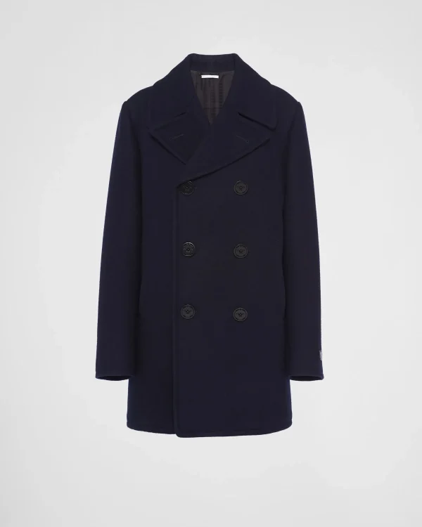 Jackets And Coats*Prada Double-breasted cloth peacoat Navy