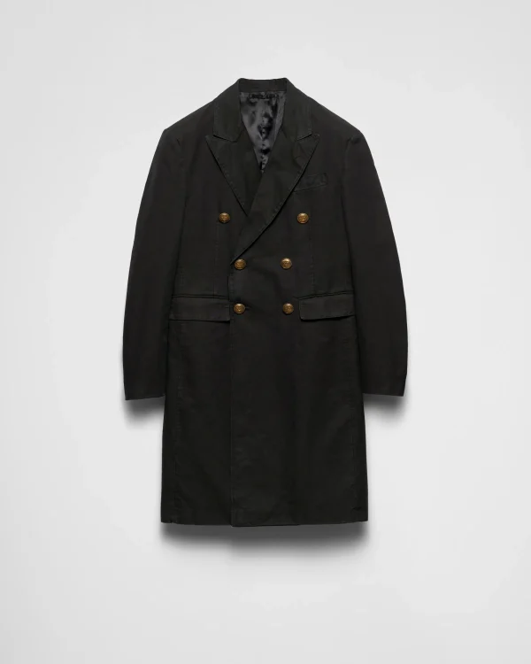 Jackets And Coats*Prada Double-breasted technical cotton coat Black