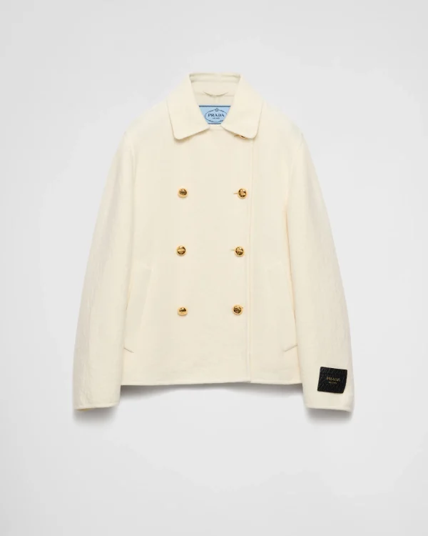 Jackets And Coats*Prada Double-breasted twill jacket Ivory