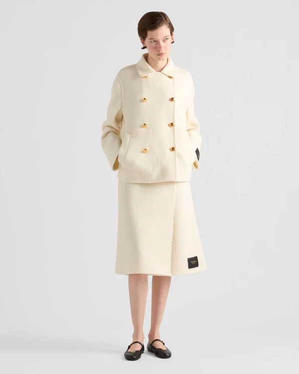 Jackets And Coats*Prada Double-breasted twill jacket Ivory