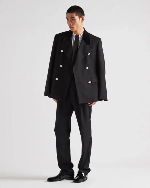 Jackets And Coats*Prada Double-breasted wool jacket Black