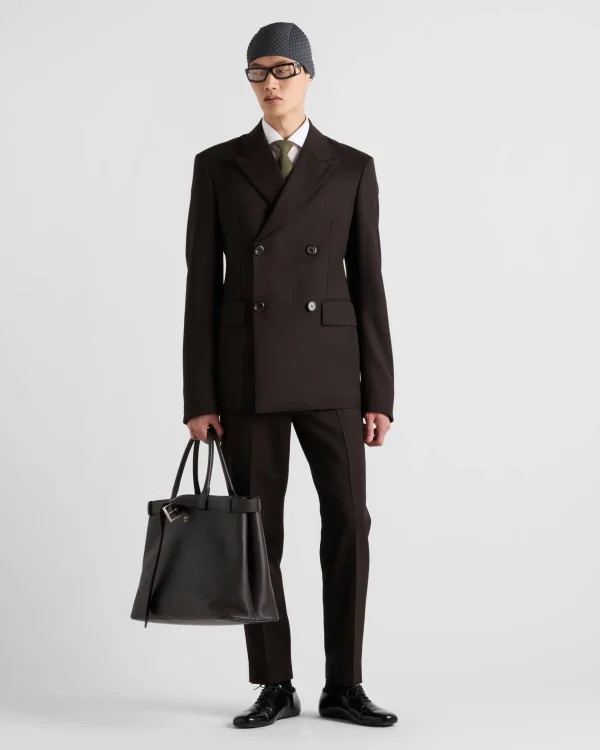 Jackets And Coats*Prada Double-breasted wool jacket Ebony