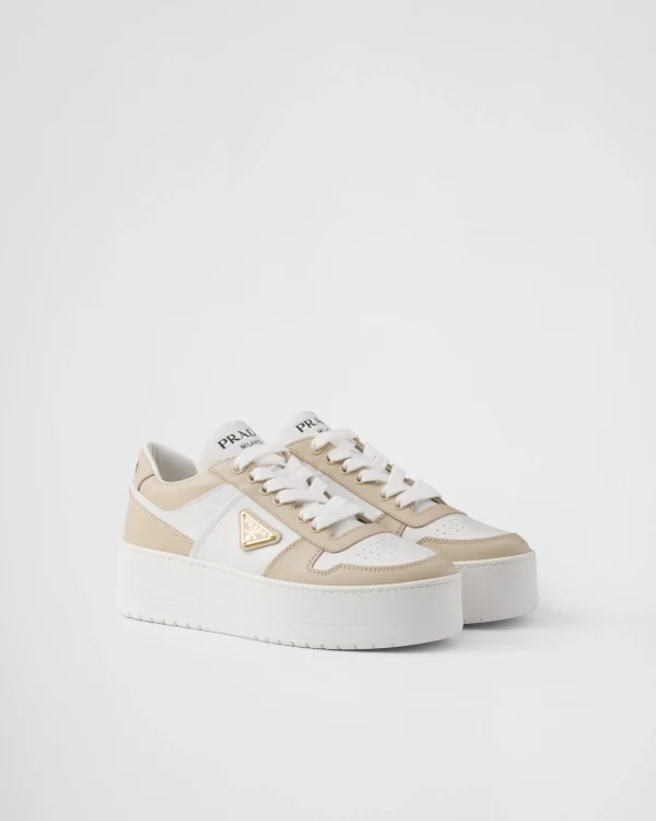 Sneakers*Prada Downtown Bold leather sneakers Desert/white