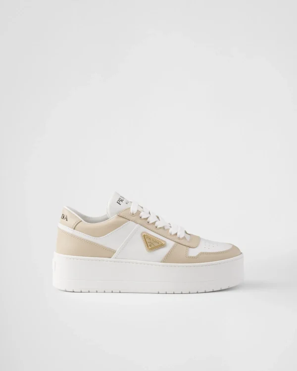 Sneakers*Prada Downtown Bold leather sneakers Desert/white