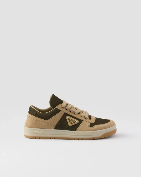 Sneakers*Prada Downtown suede and Re-Nylon sneakers Ecru/military