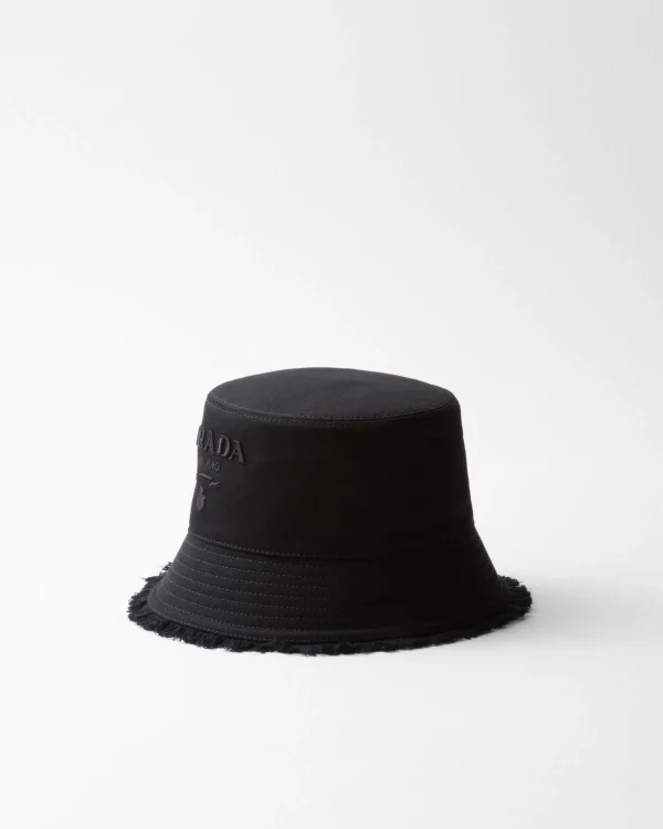 Hats And Gloves*Prada Drill bucket hat Black