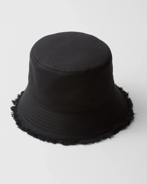 Hats And Gloves*Prada Drill bucket hat Black