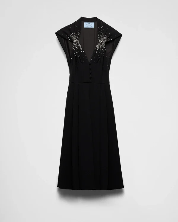 Dresses*Prada Embroidered cady dress Black