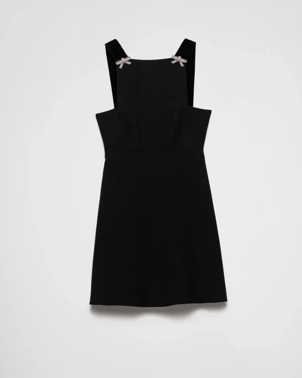 Dresses*Prada Embroidered cady mini-dress Black