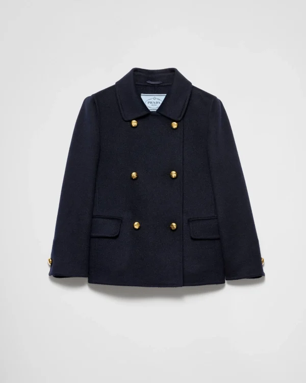 Jackets And Coats*Prada Embroidered cashgora double-breasted jacket Navy