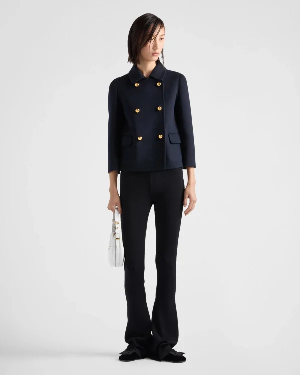 Jackets And Coats*Prada Embroidered cashgora double-breasted jacket Navy