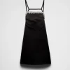 Dresses*Prada Embroidered double satin mini-dress Black