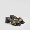 Slippers And Mules*Prada Embroidered fabric sandals Black/beige