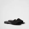 Slippers And Mules*Prada Embroidered fabric slides Black