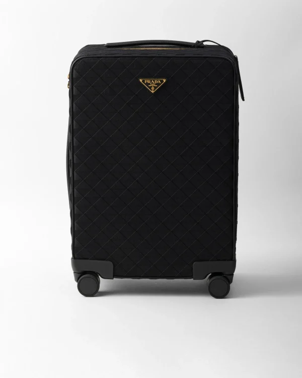 Luggage And Carry On*Prada Embroidered fabric trolley Black