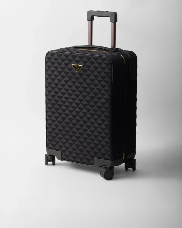 Luggage And Carry On*Prada Embroidered fabric trolley Black