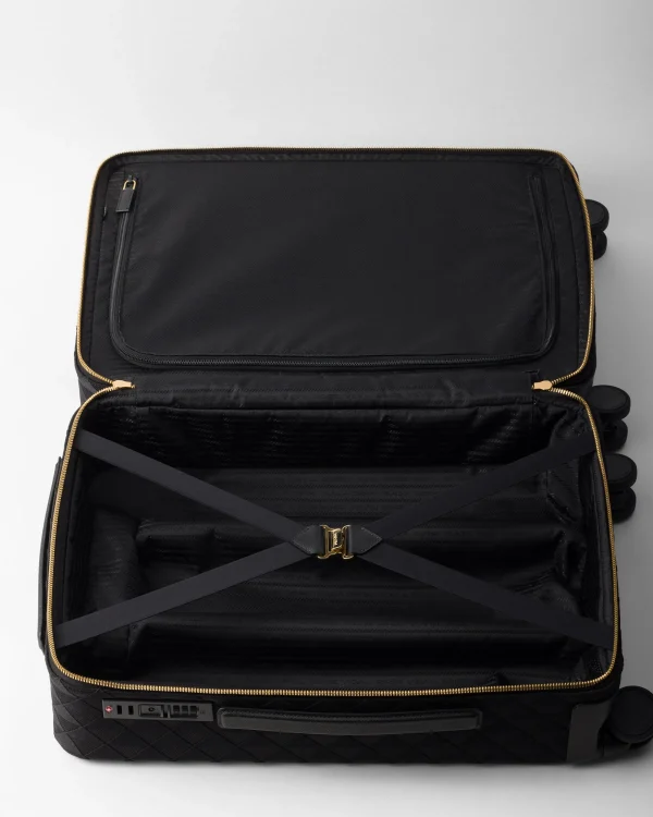 Luggage And Carry On*Prada Embroidered fabric trolley Black